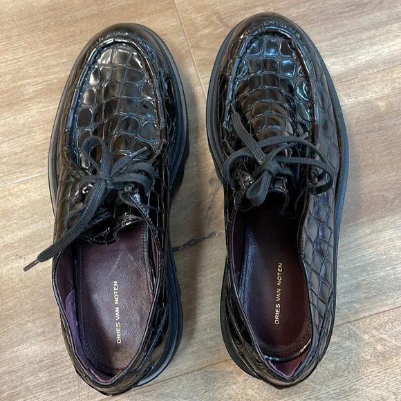 New Women’s Dries Van Noten Croc-Effect Leather Derby Shoes!!🔥🔥🔥 - Picture 7 of 16
